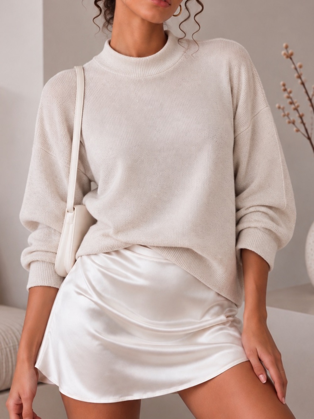 Cyrus Cream Mock Neck Sweater